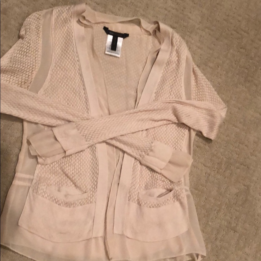 BCBG Delicate Silk/Cotton/Rayon Cardigan w/pockets